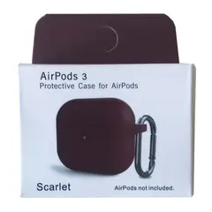 ЧОХОЛ ДЛЯ AIRPODS 3 SILICONE SLIM (+ КАРАБИН) NEW BOX SCARLET