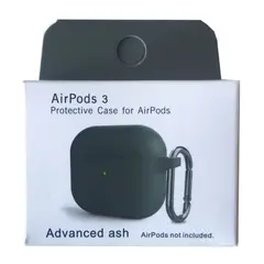 ЧОХОЛ ДЛЯ AIRPODS 3 SILICONE SLIM (+ КАРАБИН) NEW BOX ADVANCED ASH