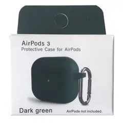 ЧОХОЛ ДЛЯ AIRPODS 3 SILICONE SLIM (+ КАРАБИН) NEW BOX DARK ЗЕЛЕНИЙ