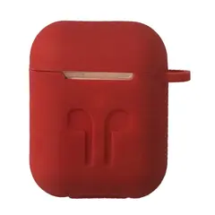 ЧОХОЛ ДЛЯ AIRPODS СИЛІКОНОВИЙ LOGO 2IN1 (+ КАРАБИН) (ТЕХ. ПАК) ЧЕРВОНИЙ-ORANGE
