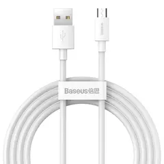КАБЕЛЬ BASEUS SIMPLE WISDOM DATA CABLE KIT USB-A TO MICRO 2.1A (2PCS, SET) 1.5M, БІЛИЙ TZCAMZJ-02