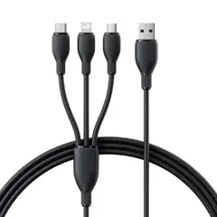 КАБЕЛЬ BASEUS ULTRA-FAST 3IN1 FAST CHARGING CABLE USB-A TO (LIGHTNING, MICRO, TYPE-C) 3.5A 0.8M, ЧОРНИЙ P10376303121-01