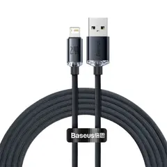 КАБЕЛЬ BASEUS CRYSTAL SHINE SERIES FAST CHARGING DATA CABLE USB-A TO LIGHTNING 2.4A 2M, ЧОРНИЙ CAJY000101