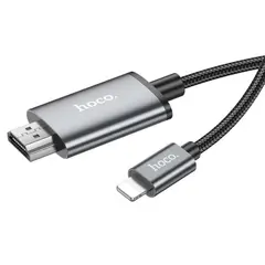 КАБЕЛЬ HDTV HOCO UA27 HD ON-SCREEN CABLE LIGHTNING TO HDTV 2M, METAL, СІРИЙ