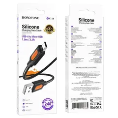 MR4_137628 Кабель borofone bx114 structure silicone для micro 2.4a, 1 m, чорний BOROFONE