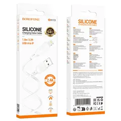 КАБЕЛЬ BOROFONE BX113 LENNY SILICONE ДЛЯ LIGHTNING 2,4A, 1M, БІЛИЙ