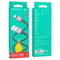 КАБЕЛЬ BOROFONE BX83 FAMOUS SILICONE ДЛЯ MICRO 2.4A, 1M, ЧОРНИЙ