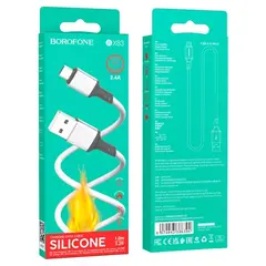 КАБЕЛЬ BOROFONE BX83 FAMOUS SILICONE ДЛЯ MICRO 2.4A, 1M, БІЛИЙ