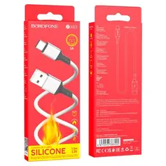 КАБЕЛЬ BOROFONE BX83 FAMOUS SILICONE CHARGING ДЛЯ TYPE-C 3A, 1M, БІЛИЙ
