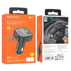 АВТОМОБІЛЬНИЙ ЗАРЯДНИЙ ПРИСТРІЙ МОДУЛЯТОР BOROFONE BC43 FLASH QC3.0, ЧОРНИЙ