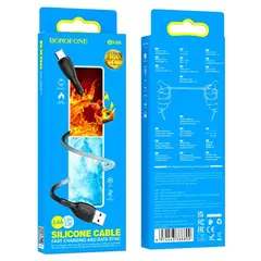 КАБЕЛЬ BOROFONE BX86 ADVANTAGE SILICONE CHARGING ДЛЯ MICRO 2.4A, 1M, ЧОРНИЙ