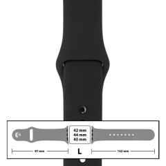 MR3_116104 Ремінець силіконовий для apple watch 42, 44, 45mm розмір l (18), чорний PRC
