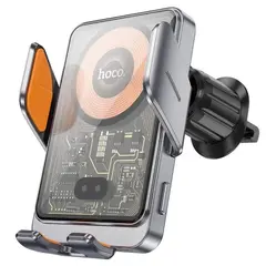 MR4_138117 Автомобільний зарядний пристрій бездротовий hoco hw7 transparent discovery edition wireless fast charging, чорний HOCO