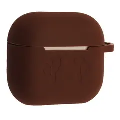 ЧОХОЛ ДЛЯ AIRPODS 3 СИЛІКОНОВИЙ 2MM LOGO 2IN1 (+ КАРАБИН) (ТЕХ. ПАК) BROWN