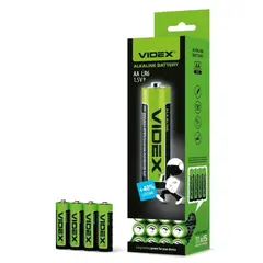 БАТАРЕЙКА VIDEX LR06 (AA) BOX 4ШТ (60, 720), (988)