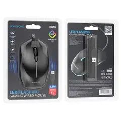 КОМПЮТЕРНА МИШКА ДРОТОВА BOROFONE BG10 SOARING GAME LUMINOUS WIRED MOUSE, ЧОРНИЙ