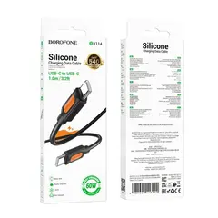 КАБЕЛЬ PD BOROFONE BX114 STRUCTURE SILICONE TYPE-C TO TYPE-C 60W, 1M, ЧОРНИЙ