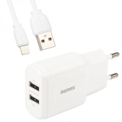 MR3_103616 Зарядний пристрій remax rp-u22i 2.4a, 2usb, кабель lightning білий REMAX