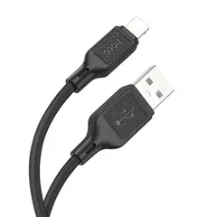 MR4_139101 Кабель hoco x90 cool silicone charging data cable для lightning, 2.4a, 1 m, чорний HOCO