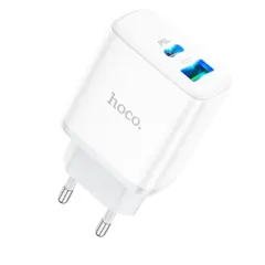 МЕРЕЖЕВИЙ ЗАРЯДНИЙ ПРИСТРІЙ HOCO C105A STAGE 1TYPE-C, 1USB-A, PD20W, QC3.0, 3A, БІЛИЙ