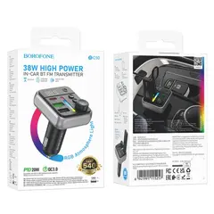 АВТОМОБІЛЬНИЙ ЗАРЯДНИЙ ПРИСТРІЙ МОДУЛЯТОР BOROFONE BC50 ASCENSO PD20W, QC3.0, ЧОРНИЙ
