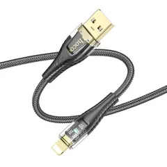 КАБЕЛЬ HOCO U121 GOLD STANDARD TRANSPARENT DISCOVERY EDITION CHARGING DATA CABLE LIGHTNING 1M, ЧОРНИЙ