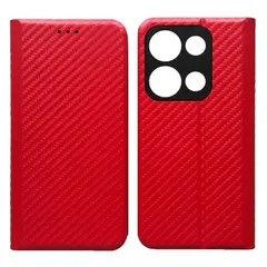 ЧЕХОЛ-КНИЖКА CARBONE ДЛЯ REDMI NOTE 14S ЧЕРВОНИЙ