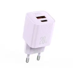 МЕРЕЖЕВИЙ ЗАРЯДНИЙ ПРИСТРІЙ XO L147 (EU) PD20W 1USB-A+1TYPE-CHARGER ФІОЛЕТОВИЙ