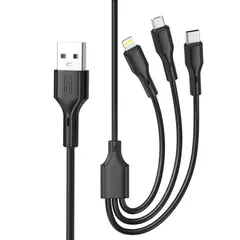 КАБЕЛЬ XO NB230 2.4A ROCK SERIES 3IN1 DATA CABLE, ЧОРНИЙ