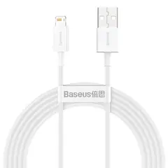 КАБЕЛЬ BASEUS SUPERIOR SERIES FAST CHARGING DATA CABLE USB-A TO LIGHTNING 2.4A 2M, БІЛИЙ CALYS-C02