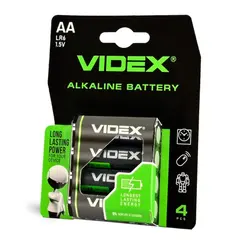 БАТАРЕЙКА VIDEX LR06 (AA) BOX 4ШТ (40, 720), (1894)