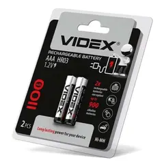 АКУМУЛЯТОР VIDEX R03 1100MAH (ПЕРЕДЗАРЯД) BLISTER 2