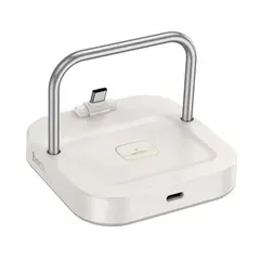 БЕЗДРОТОВИЙ ЗАРЯДНИЙ ПРИСТРІЙ MAGSAFE HOCO CQ16B ASTUTE 2IN1 DESKTOP CHARGER MILKY, БІЛИЙ