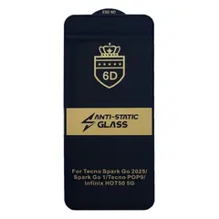 ЗАХИСНЕ СКЛО 6D ANTI-STATIC ДЛЯ INFINIX SMART 9, INFINIX HOT 50 5G, HOT 50I, ЧОРНИЙ (ТЕХ. ПАК)