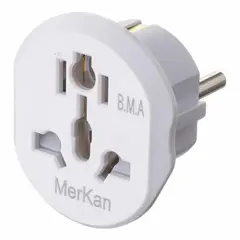 МЕРЕЖИВНИЙ ПЕРЕХІДНИК TRAVEL ADAPTOR MERKAN EU, БІЛИЙ