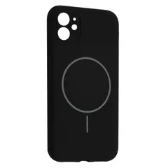 MR4_143634 Чохол silicone case full camera fine ring magsafe для iphone 11, чорний 