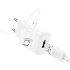 MR4_144018 Мережевий зарядний пристрій hoco c134a solid single-port charger set 2.4a (micro), білий HOCO
