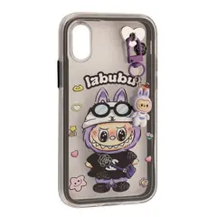 MR4_143869 Чохол labubu (з брелком) для iphone xr, чорний 