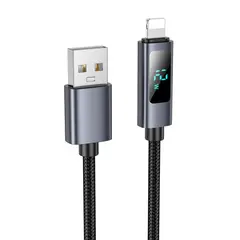 КАБЕЛЬ HOCO X112 FAVOR CHARGING DATA CABLE WITH DISPLAY IP 2,4A, 1M, ЧОРНИЙ