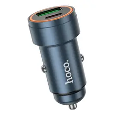 АВТОМОБІЛЬНИЙ ЗАРЯДНИЙ ПРИСТРІЙ HOCO Z57A GLORIOUS PD30W, QC3.0, CAR CHARGER METAL, СІРИЙ