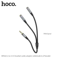 АДАПТЕР АУДІО HOCO UPA21 2IN1 3.5 AUDIO ADAPTER CABLE (MALE TO 2X FEMALE) 0.25M, ТЕМНО-СІРИЙ