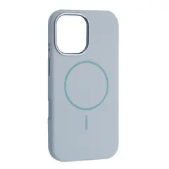 MR4_144133 Чохол liquid silicone case metal camera magsafe для iphone 16 pro max sky синій 