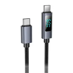 КАБЕЛЬ PD HOCO X112 FAVOR 60W SCREEN DISPLAY CHARGING DATA CABLE C TO C 1M, ЧОРНИЙ