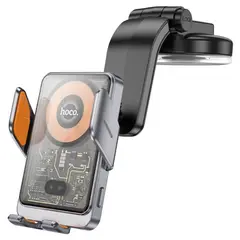 БЕЗДРОТОВИЙ АВТОМОБІЛЬНИЙ ЗАРЯДНИЙ ПРИСТРІЙ HOCO HW8 TRANSPARENT DISCOVERY EDITION WIRELESS FAST CHARGING (CENTER CONSOLE), СІРИЙ