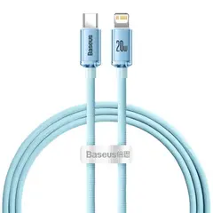 КАБЕЛЬ PD BASEUS CRYSTAL SHINE SERIES FAST CHARGING TYPE-C TO LIGHTNING 20W 1.2M SKY СИНІЙ CAJY001303