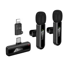 МІКРОФОН HOCO L20A FAIR DUAL-MIC WIRELESS MICROPHONE (IP, TYPE-C), ЧОРНИЙ