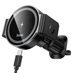 БЕЗДРОТОВИЙ АВТОМОБІЛЬНИЙ ЗАРЯДНИЙ ПРИСТРІЙ HOCO HW35 POWER ELECTRIC MAGNETIC WLS FAST CHARGING CAR HOLDER (AIR OUTLET), ЧОРНИЙ