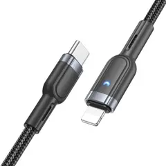КАБЕЛЬ PD HOCO U117 GRAND PD INTELLIGENT POWER-OFF CHARGING DATA CABLE LIGHTNING, ЧОРНИЙ