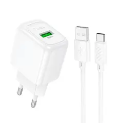 MR4_145533 Мережевий зарядний пристрій hoco cs52a surplus single-port qc3.0 charger set (type-c), білий HOCO