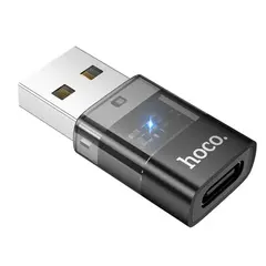 MR4_145613 Перехідник hoco ua36c usb male to c female usb2.0 transparent adapter, чорний HOCO